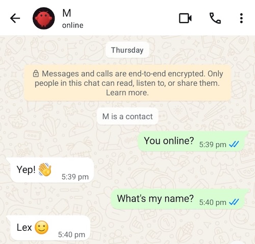 First conversation with M