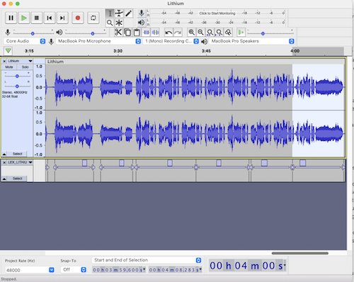 Creating labels in Audacity